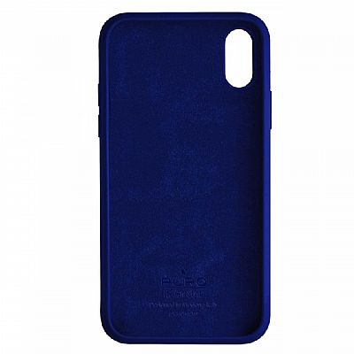 Puro Silicon with microfiber inside iPhone Xs Max Σκούρο Μπλέ